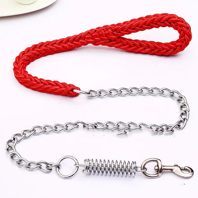 Handwoven Spring Dog Leash with Collar for Large Dogs