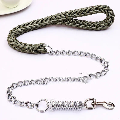 Handwoven Spring Dog Leash with Collar for Large Dogs
