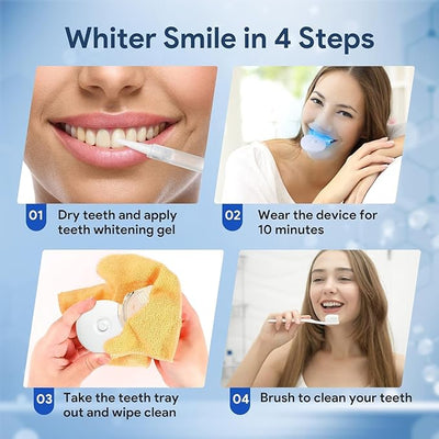 Whitebite Pro Professional Teeth Whitening Kit with Gels for Sensitive Teeth: Teeth Whitening LED Light 35% Carbamide Peroxide Gel Remineralization Gel (Spearmint) - Fullshopping