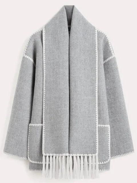 Splice Overcoat With Scarf - fullshopping