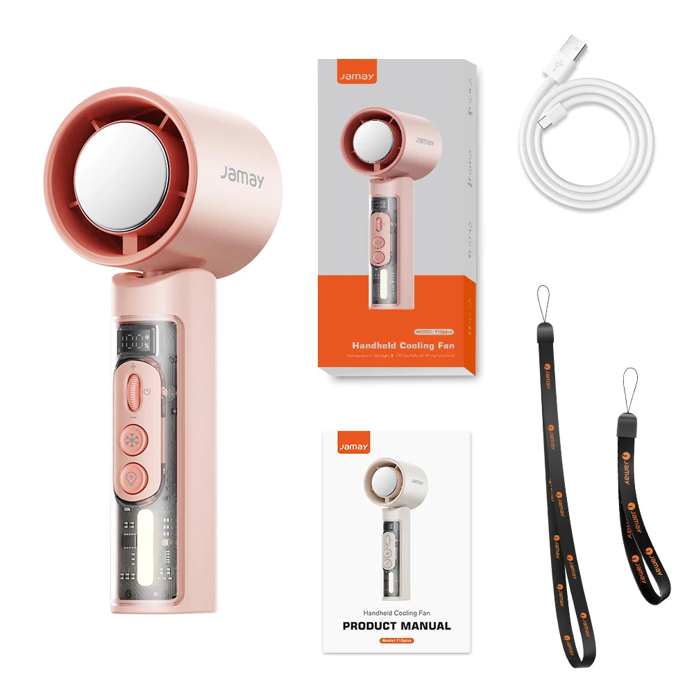 2025 Portable Handheld Turbo Fan 199 Gears Adjustable Strong Wind 6500mAh Night Lights&LED Screen Summer Outdoor Cooling Tools - Fullshopping