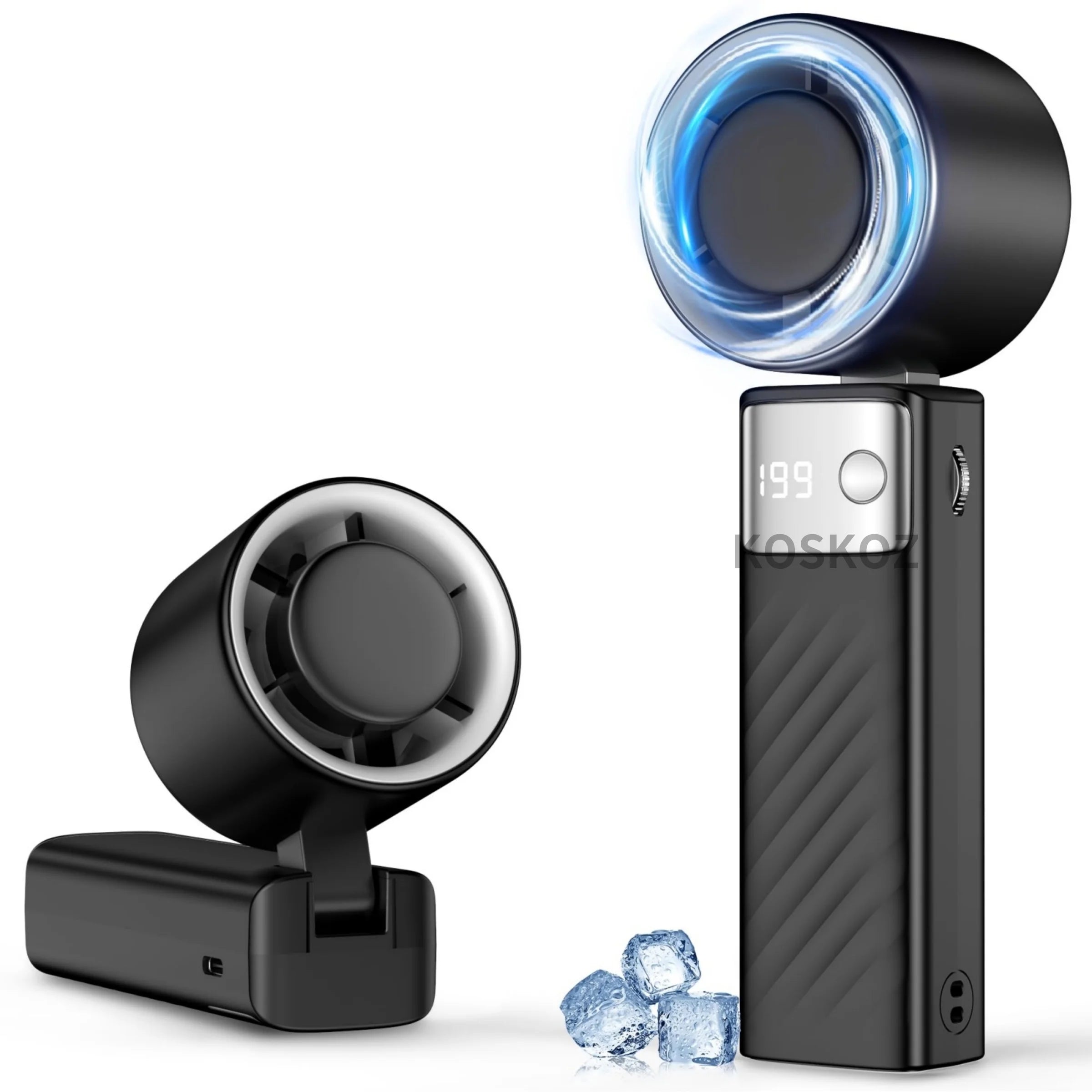 Portable Handheld Turbo Fan - Foldable Mini Fan with Air Turbo Tech, 1-199 Speed Adjustment, Battery-Powered for Indoor/Outdoor - Fullshopping