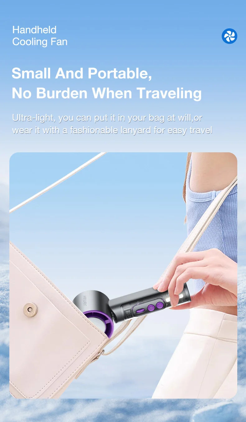 2025 Portable Handheld Turbo Fan 199 Gears Adjustable Strong Wind 6500mAh Night Lights&LED Screen Summer Outdoor Cooling Tools - Fullshopping