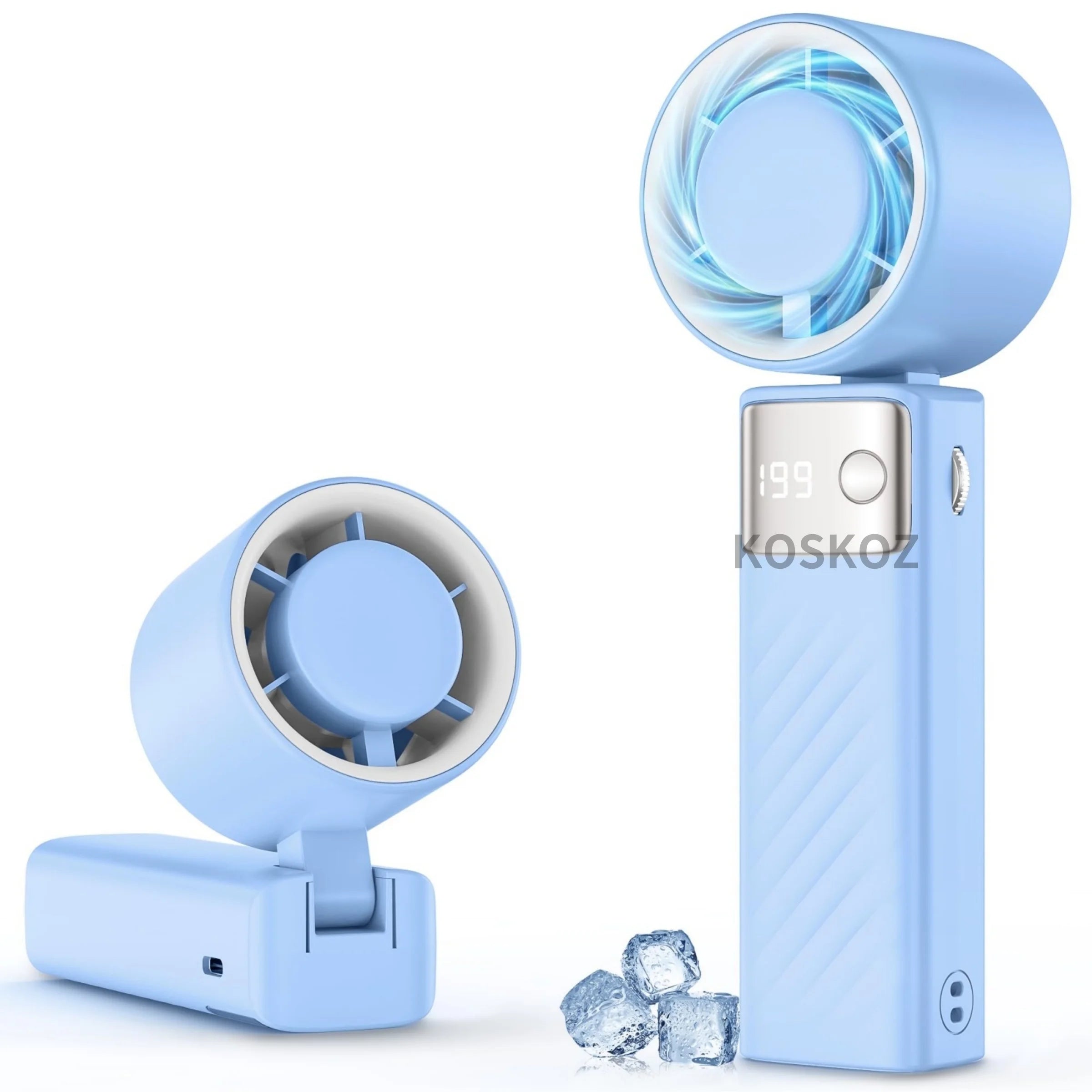 Portable Handheld Turbo Fan - Foldable Mini Fan with Air Turbo Tech, 1-199 Speed Adjustment, Battery-Powered for Indoor/Outdoor - Fullshopping