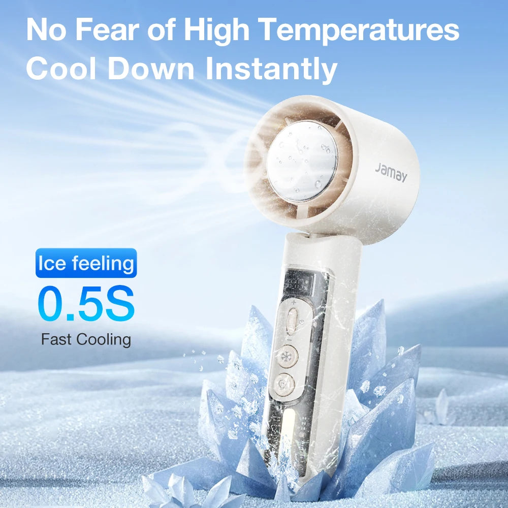 2025 Portable Handheld Turbo Fan 199 Gears Adjustable Strong Wind 6500mAh Night Lights&LED Screen Summer Outdoor Cooling Tools - Fullshopping