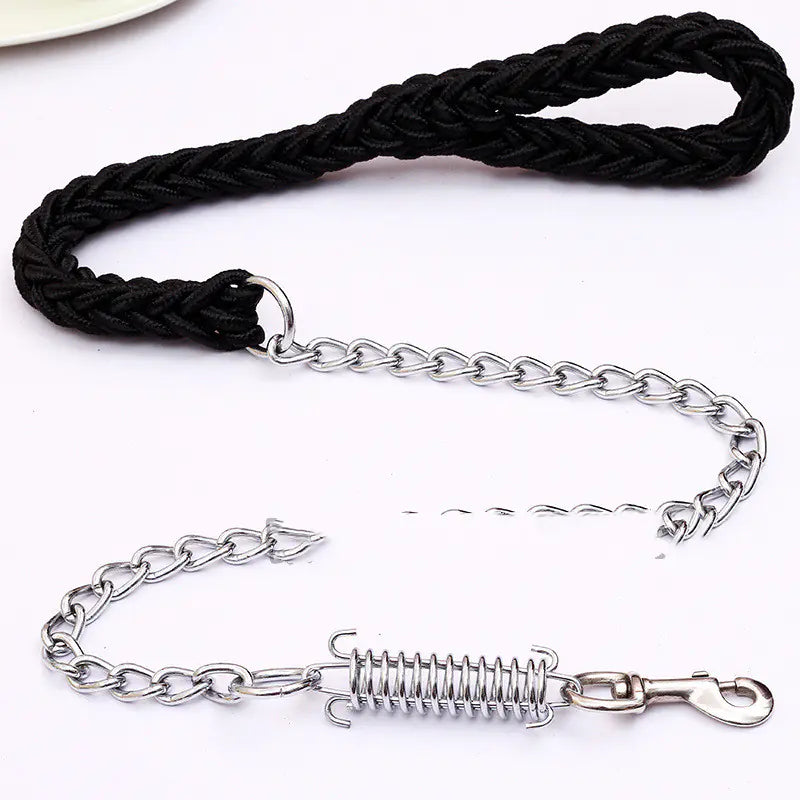 Handwoven Spring Dog Leash with Collar for Large Dogs