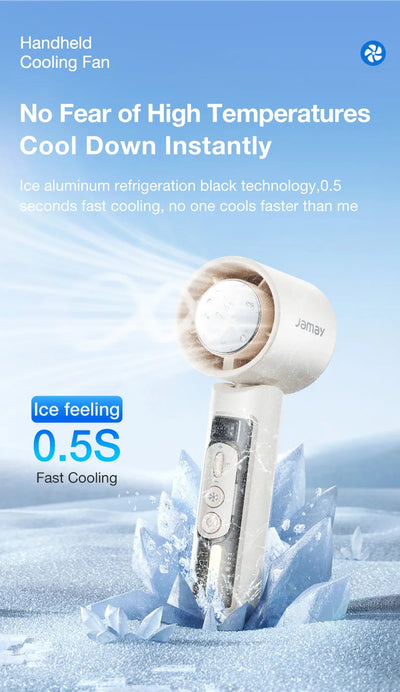 2025 Portable Handheld Turbo Fan 199 Gears Adjustable Strong Wind 6500mAh Night Lights&LED Screen Summer Outdoor Cooling Tools - Fullshopping