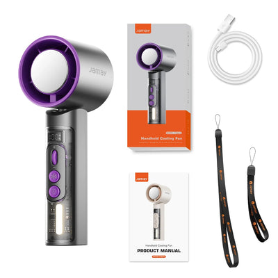 2025 Portable Handheld Turbo Fan 199 Gears Adjustable Strong Wind 6500mAh Night Lights&LED Screen Summer Outdoor Cooling Tools - Fullshopping