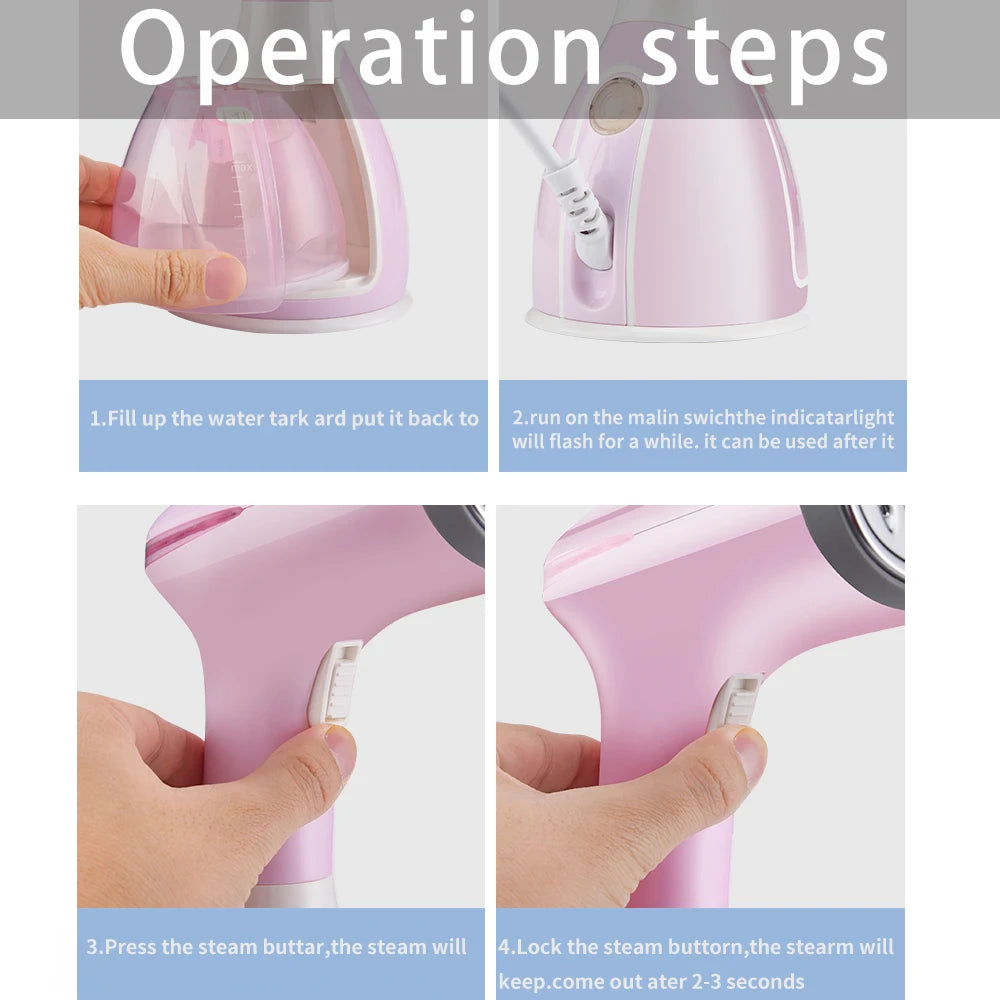 saengQ Handheld Garment Steamer 1500W Electric Household Fabric Steam Iron 280ml Portable Vertical Fast-Heat For Clothes Ironing - Fullshopping