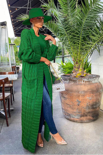 Drop Shoulder Maxi Sweater Cardigan - fullshopping