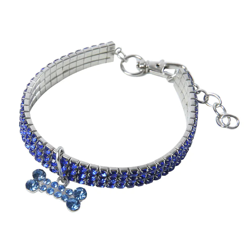 Bling Rhinestone Dog Collar with Leash for Small Dogs