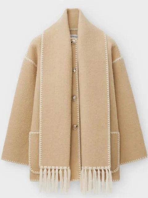 Splice Overcoat With Scarf - fullshopping