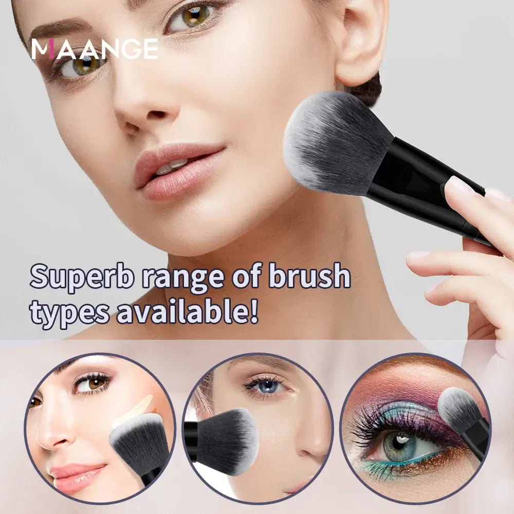 MAANGE 30pcs Professional Makeup Brush Set Foundation Concealers Eye Shadows Powder Blush Blending Brushes Beauty Tools with Bag - Fullshopping