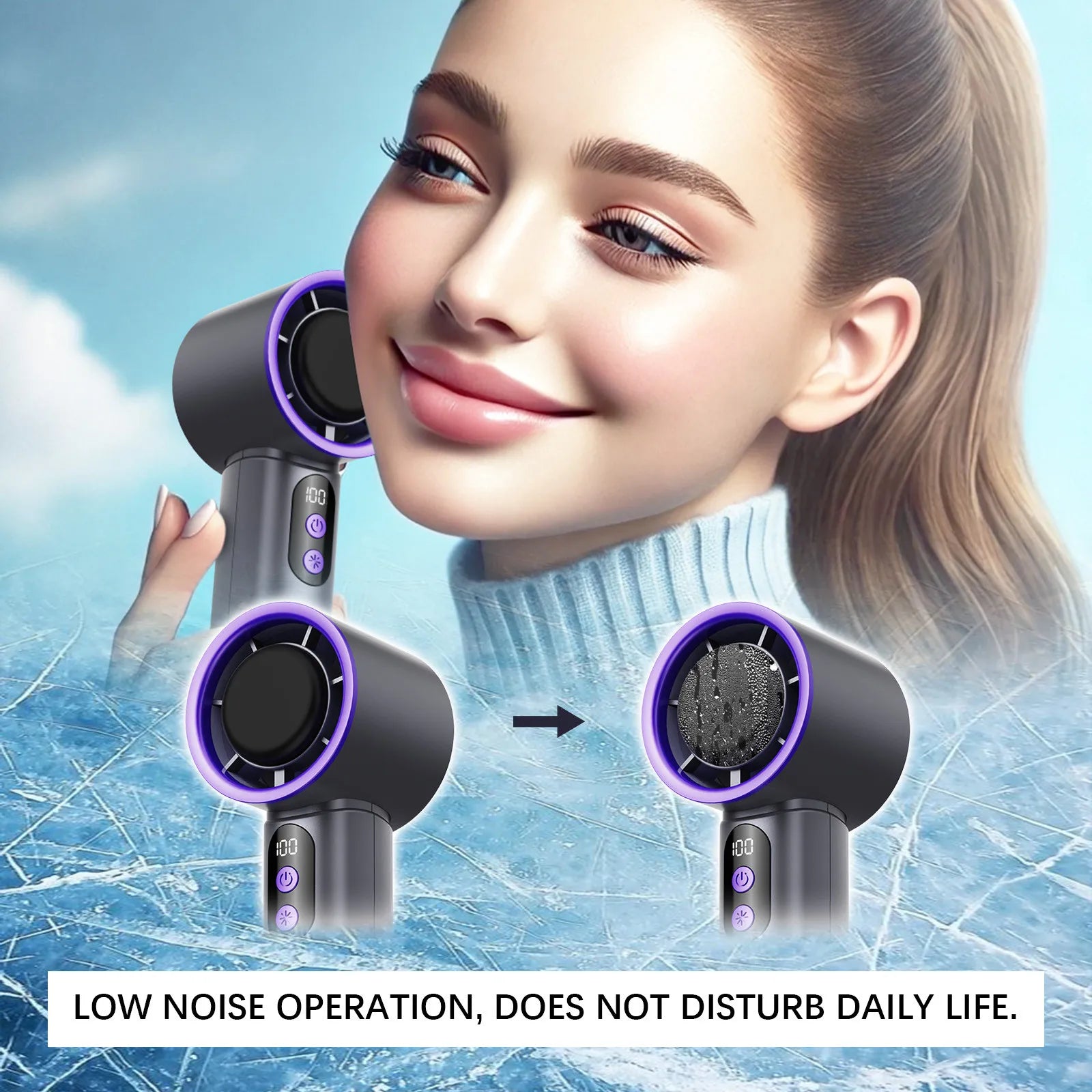 Turbo Fan Portable Handheld Cooling Fan Mini USB Ice Fan With Digital Display Outdoor Personal Camping Turbo Cold Air Fan - Fullshopping