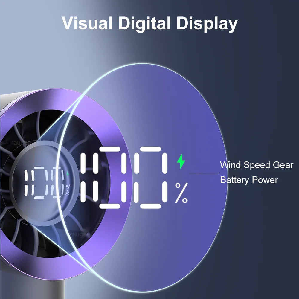 Portable Fan Turbo Wind 100 Strong Speed Mini Cooling Fan Electric Handheld Fan with Digital Display 1800mAh USB Rechargeable - Fullshopping