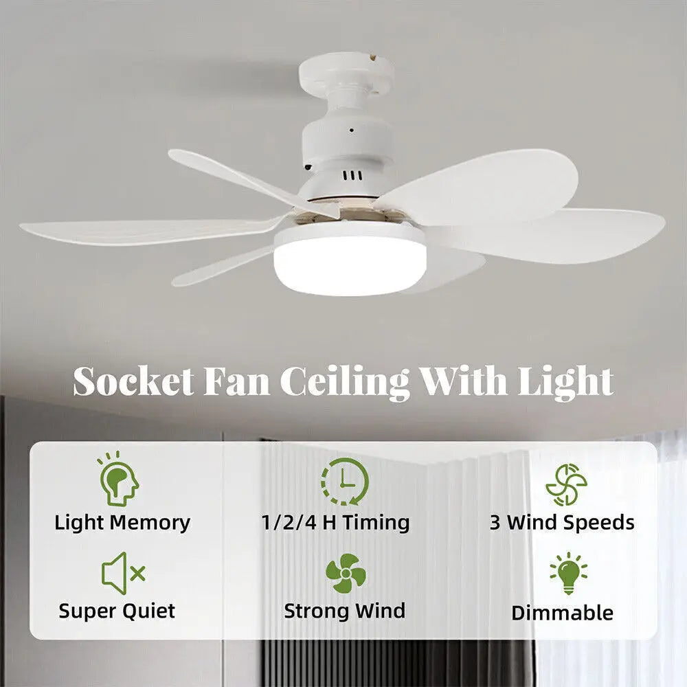 E27 Dimmable LED Ceiling Fan with Light, Remote Control, 3 Speed Settings, Flush Mount, Energy Efficient, Modern Design - Fullshopping