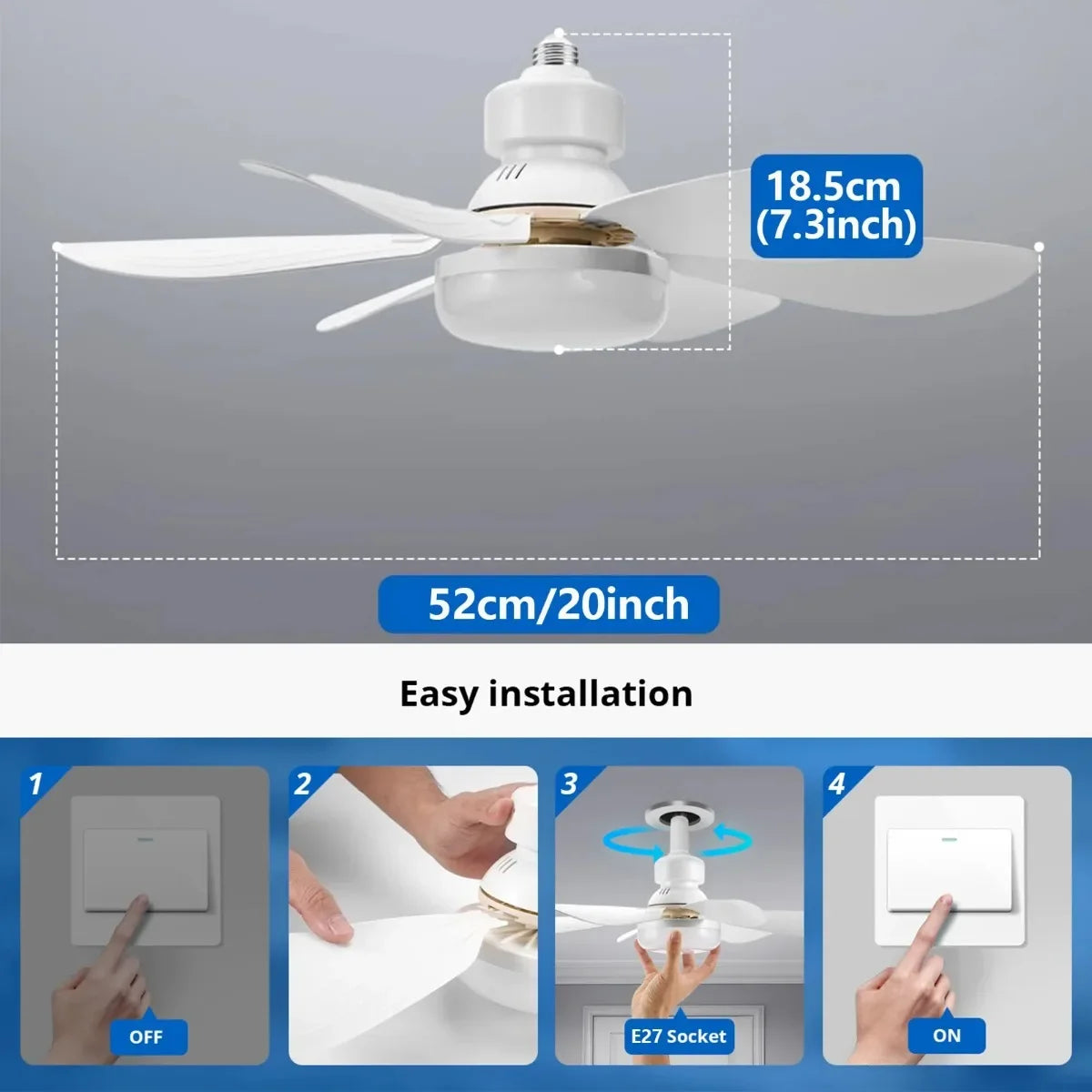 30W/40W Ceiling Fans with Remote Control LED Light Fan, E27 Lamp Base Intelligent Silent Ceiling Fan for Bedroom and Living Room - Fullshopping