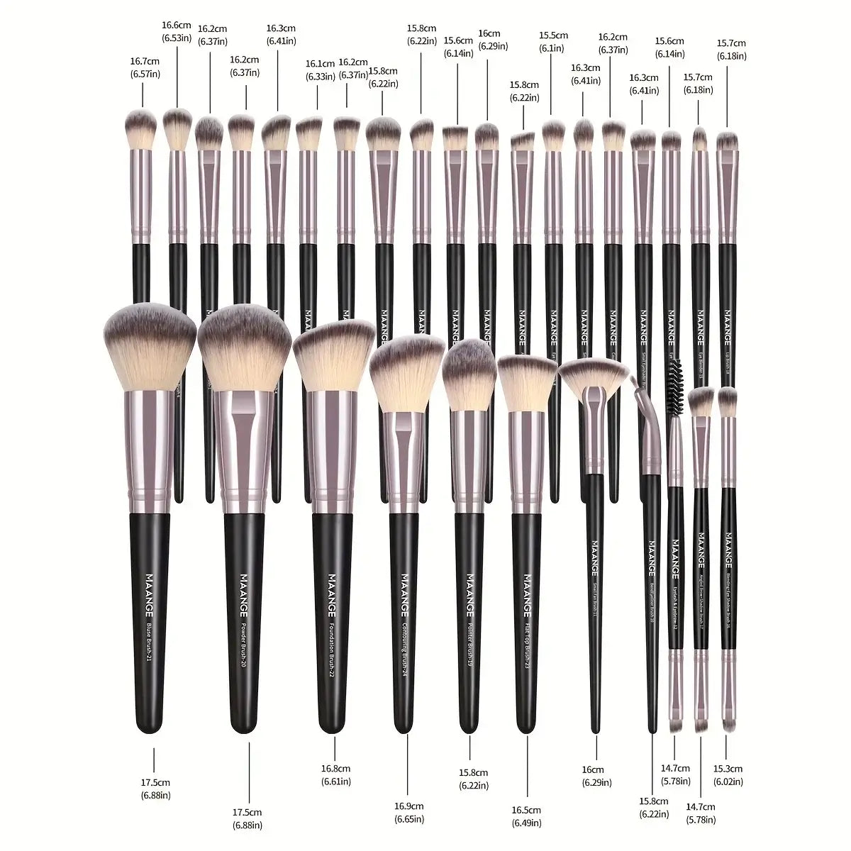 MAANGE 30pcs Professional Makeup Brush Set Foundation Concealers Eye Shadows Powder Blush Blending Brushes Beauty Tools with Bag - Fullshopping