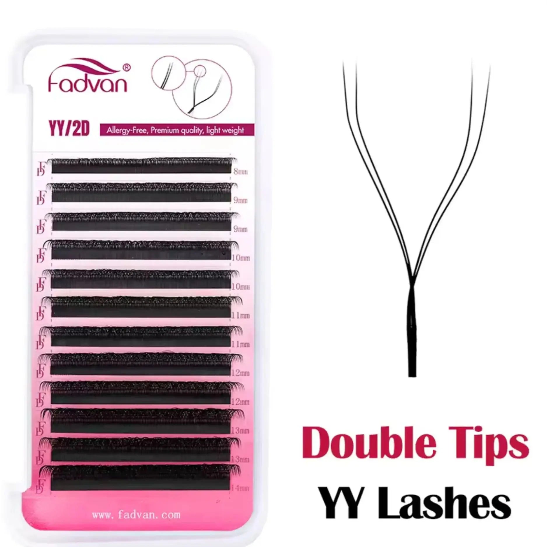 FADVAN 2D YY Shape Eyelash Fans Faux Mink C/D/8-14mm 0.07 Natural Soft Brazilian Lashes Premade Volume Fan Extension Lashes - Fullshopping