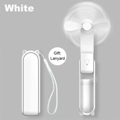 Portable Mini Handheld Fan Small Pocket Fan USB Rechargeable Battery Fan Folding Cooling Hand Fan Mini USB Fan with Power Bank - Fullshopping