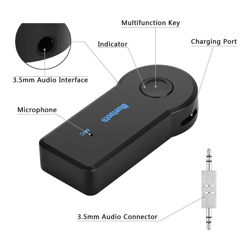 Wireless Bluetooth 5.0 Audio Receiver Mini Bluetooth Stereo AUX USB for PC Earphone Car Handfree Wireless Bluetooth Adapter 2in1 - Fullshopping