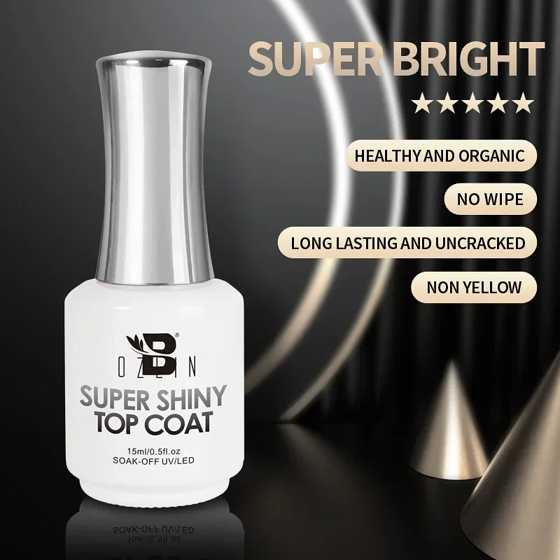 BOZLIN 15ML Super Top Coat  Function Gel No Wipe Matte Top Gel Transparent Soak Off  UV LED Nail Art Manicure Gel Varnish Primer
