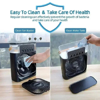 New 3 In 1 Fan AIr Conditioner Household Small Air Cooler LED Night Light Portable Humidifier Air Adjustment Fan Office Home Fan - Fullshopping