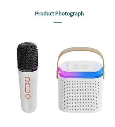 VIKEFON Mini Karaoke Machine LED Portable Bluetooth Speaker Suitable For Birthday Family Parties For Girls And Boys Microphone - Fullshopping