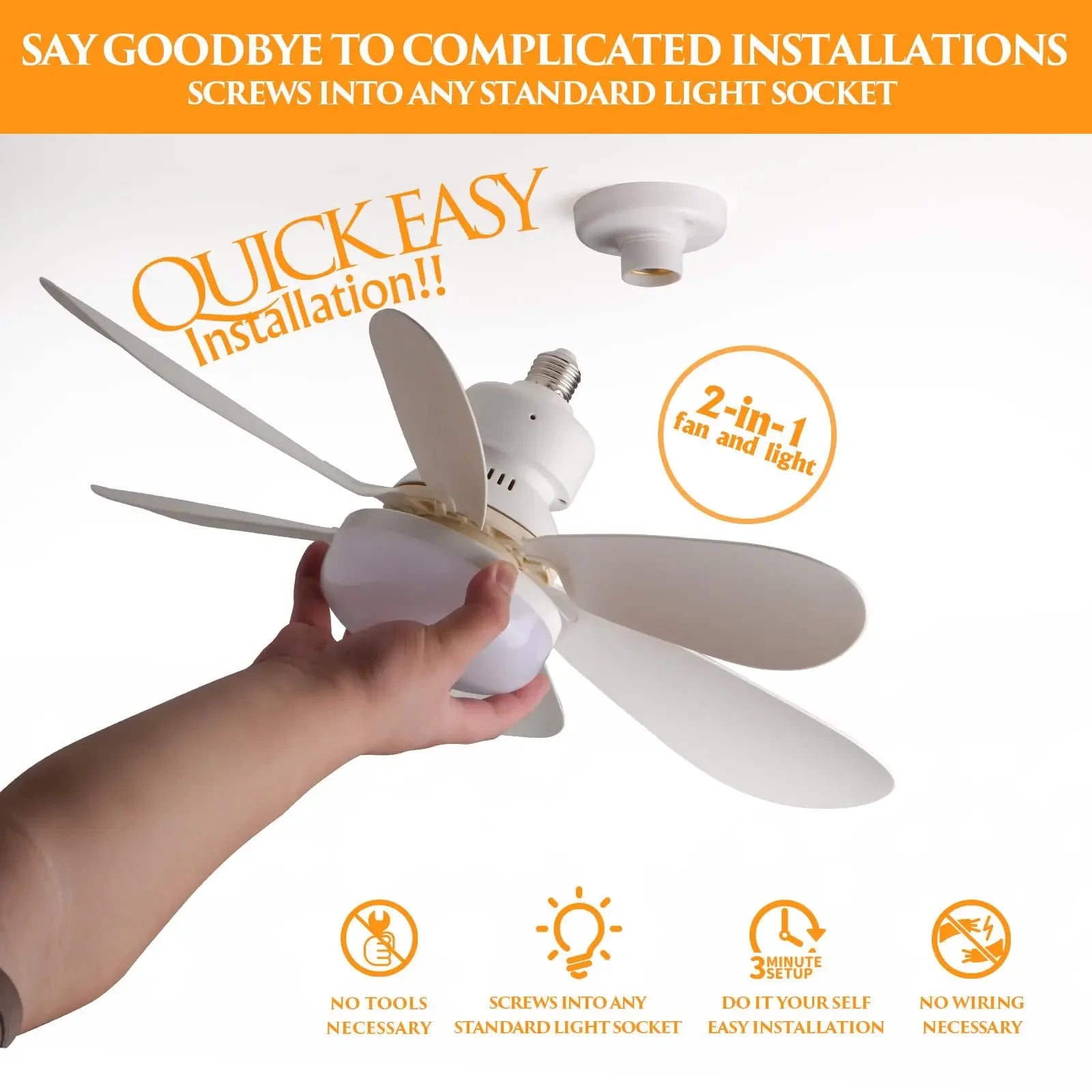 1pcs Ceiling Fans Light E27 LED with Remote Dimming Function Ceiling Fan Light for Bedroom Garage Study Kitchen and Home Use - Fullshopping