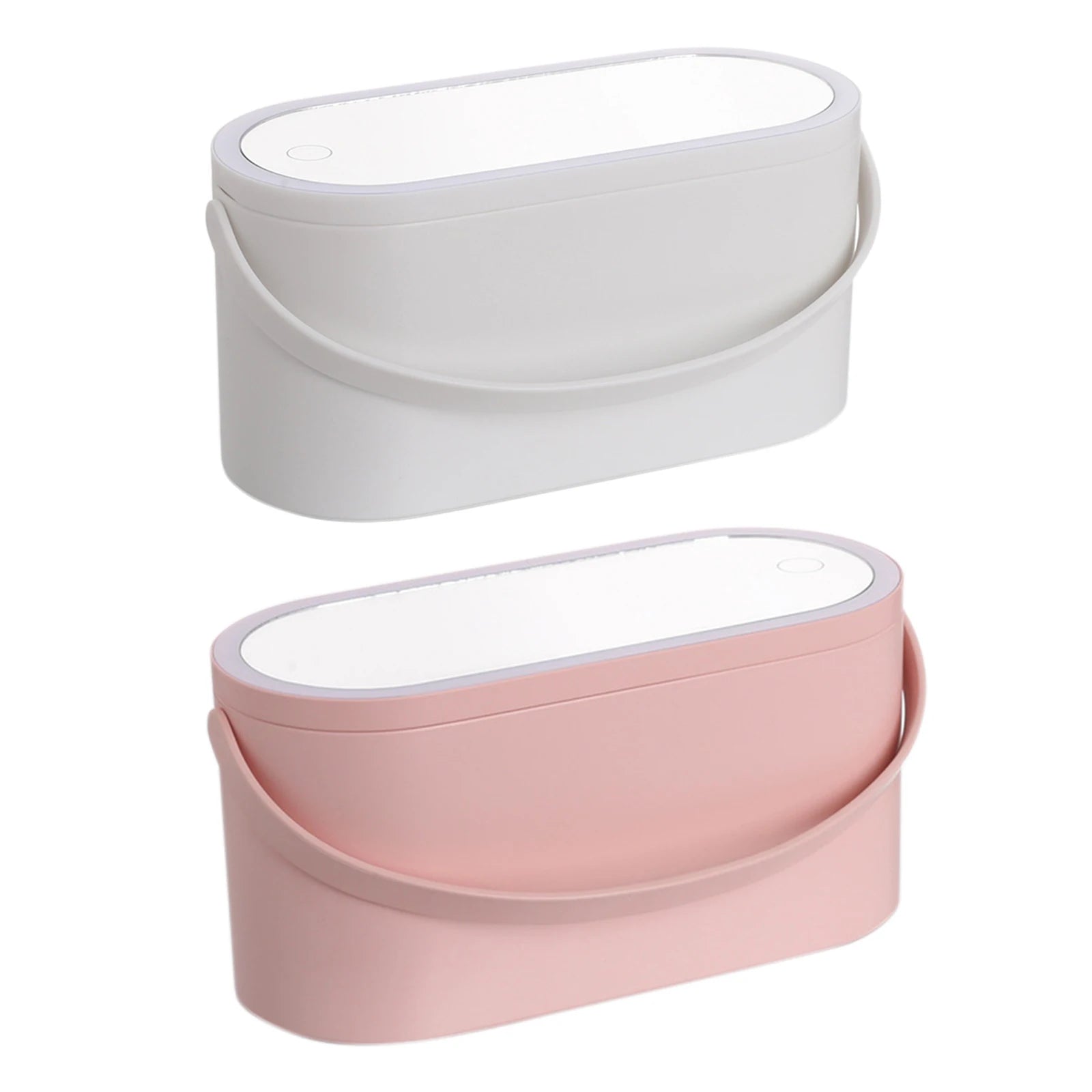 Portable Makeup Box with Light Up Mirror Cosmetic Storage Box Travel Makeup Case - Fullshopping