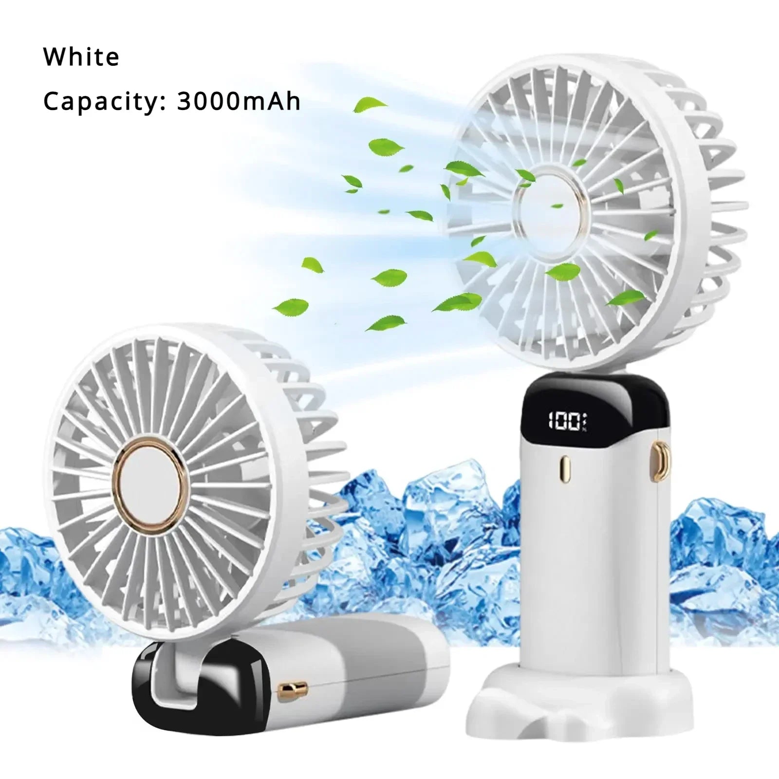 5000mAh Portable Fan Rechargeable 90° Foldable 5 Speed Mini Air Conditioner Small Fan Air Cooler with LED Digital Display - Fullshopping