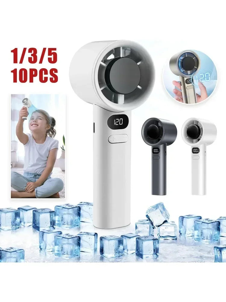 Portable USB Rechargeable Turbo Fan Mini Handheld Display Readout Fan for Outdoor Use Perfect Gift for Kids Car & Girlfriend - Fullshopping