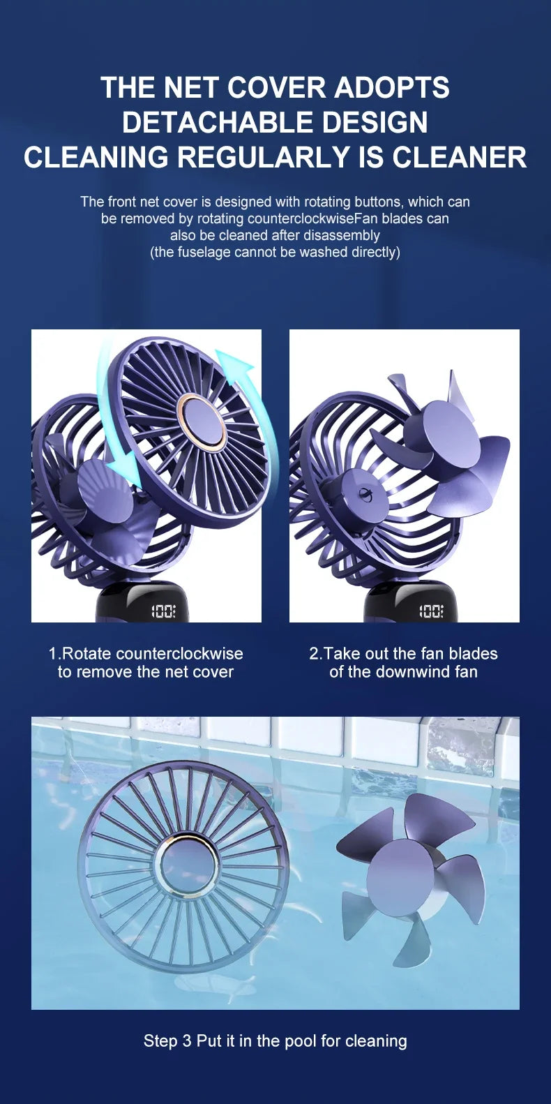5000mAh Portable Fan Rechargeable 90° Foldable 5 Speed Mini Air Conditioner Small Fan Air Cooler with LED Digital Display - Fullshopping