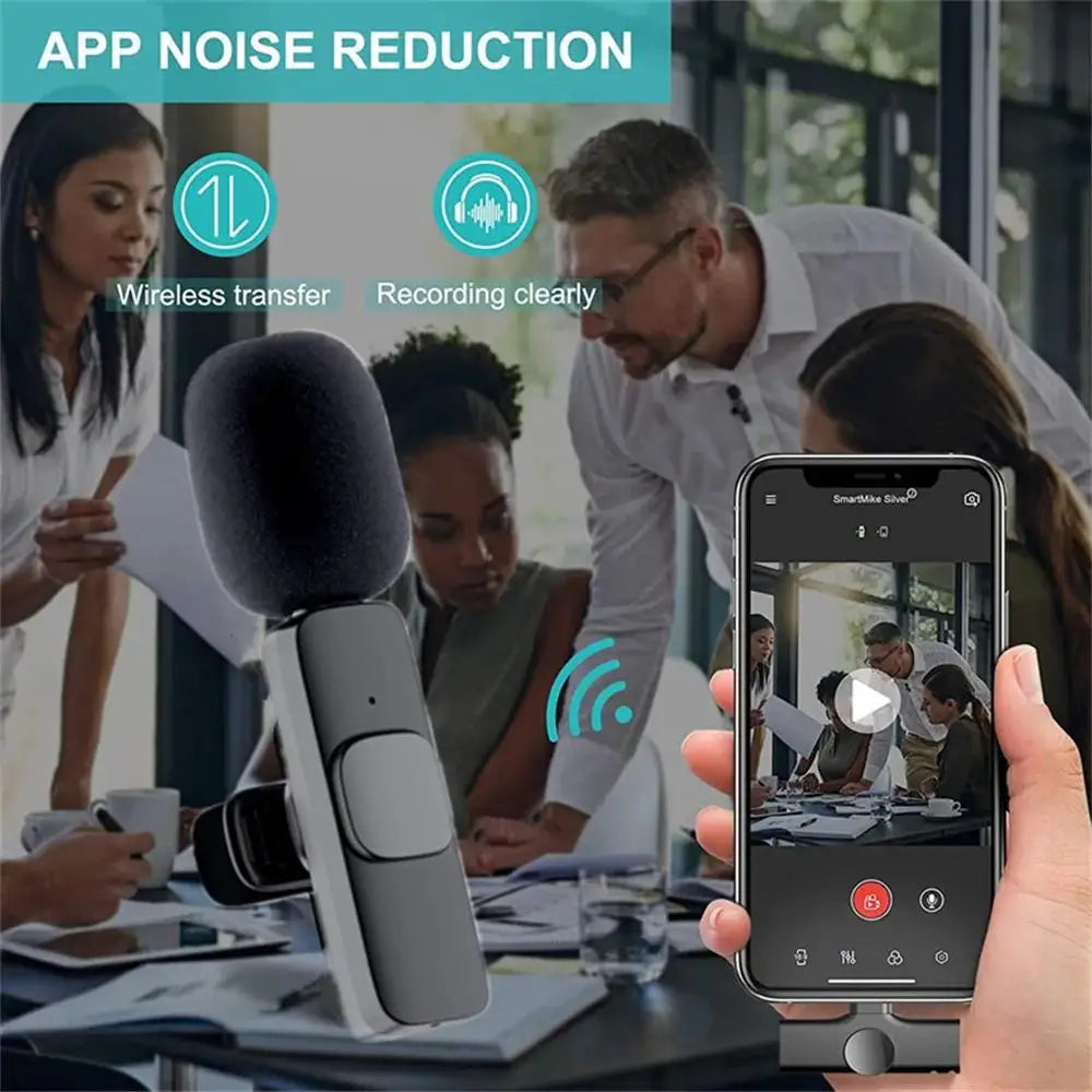 Wireless Lavalier Microphone Mini Portable Audio Video Recording Mic for iPhone Android Live Broadcast Gaming - Fullshopping