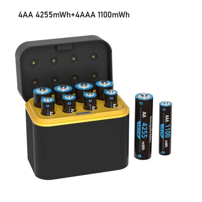 AA/AAA 8 Slots with Smart Charger with 1.5V 4255mWh/3400mWh Lithium Batteries – Fast Charging Battery Charger Set - Fullshopping