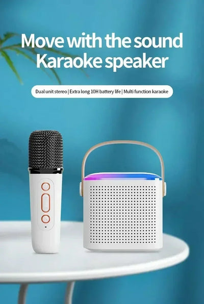 VIKEFON Mini Karaoke Machine LED Portable Bluetooth Speaker Suitable For Birthday Family Parties For Girls And Boys Microphone - Fullshopping