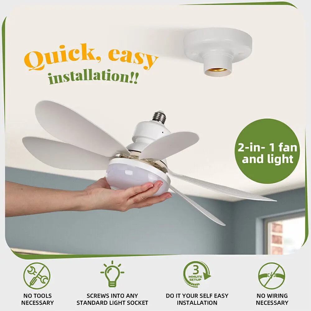 E27 Dimmable LED Ceiling Fan with Light, Remote Control, 3 Speed Settings, Flush Mount, Energy Efficient, Modern Design - Fullshopping