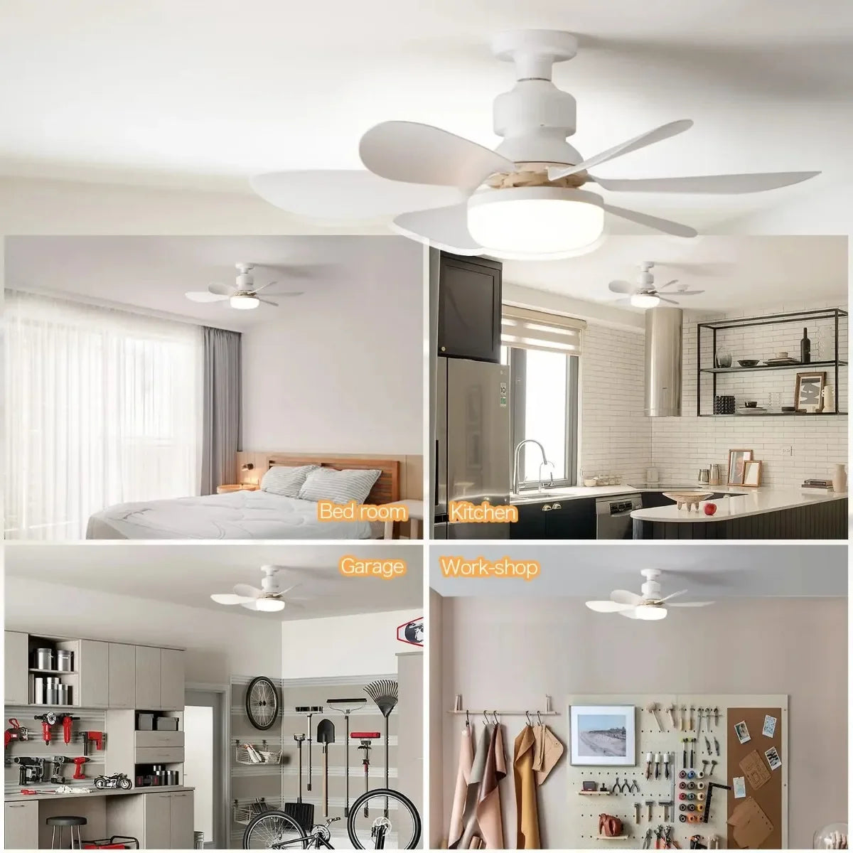 30W/40W Ceiling Fans with Remote Control LED Light Fan, E27 Lamp Base Intelligent Silent Ceiling Fan for Bedroom and Living Room - Fullshopping