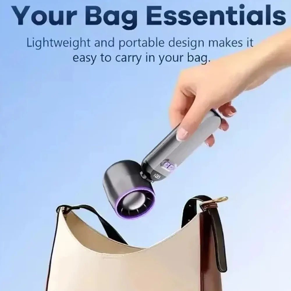 Hands Free Turbo Fan 100 Speeds Mini Portable Folding Fan With LED Power Display USB Charging For Outdoor Walking Shopping - Fullshopping