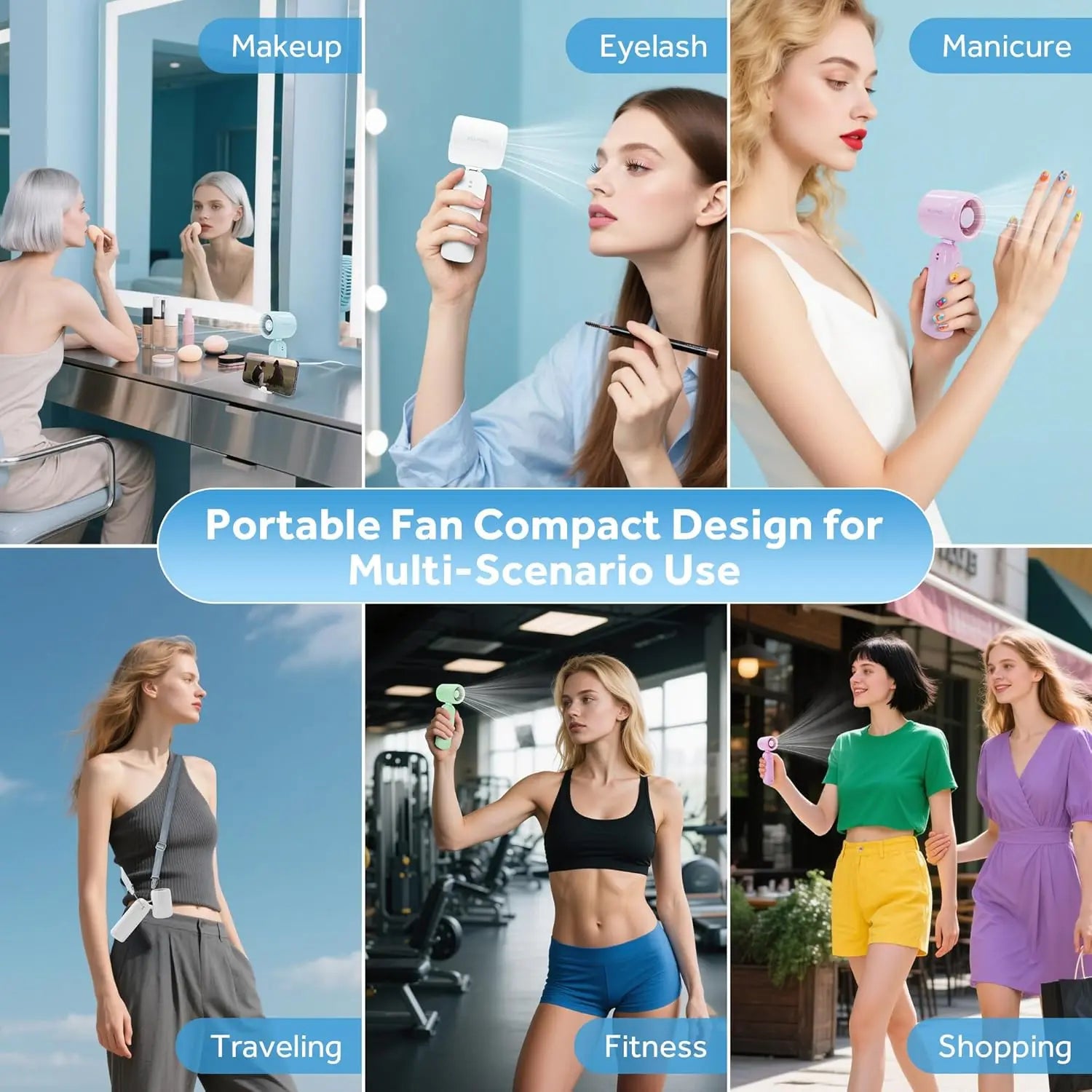 High Speed Handheld Fan 1-100 Stepless Speed Adjustment, Portable Turbo Fan 3 IN 1 Rechargeable Fans 90° Foldable ﻿ - Fullshopping