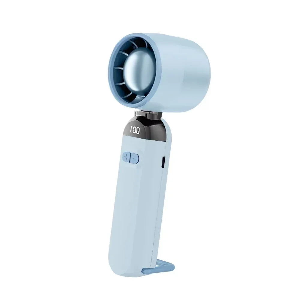Hands Free Turbo Fan 100 Speeds Mini Portable Folding Fan With LED Power Display USB Charging For Outdoor Walking Shopping - Fullshopping