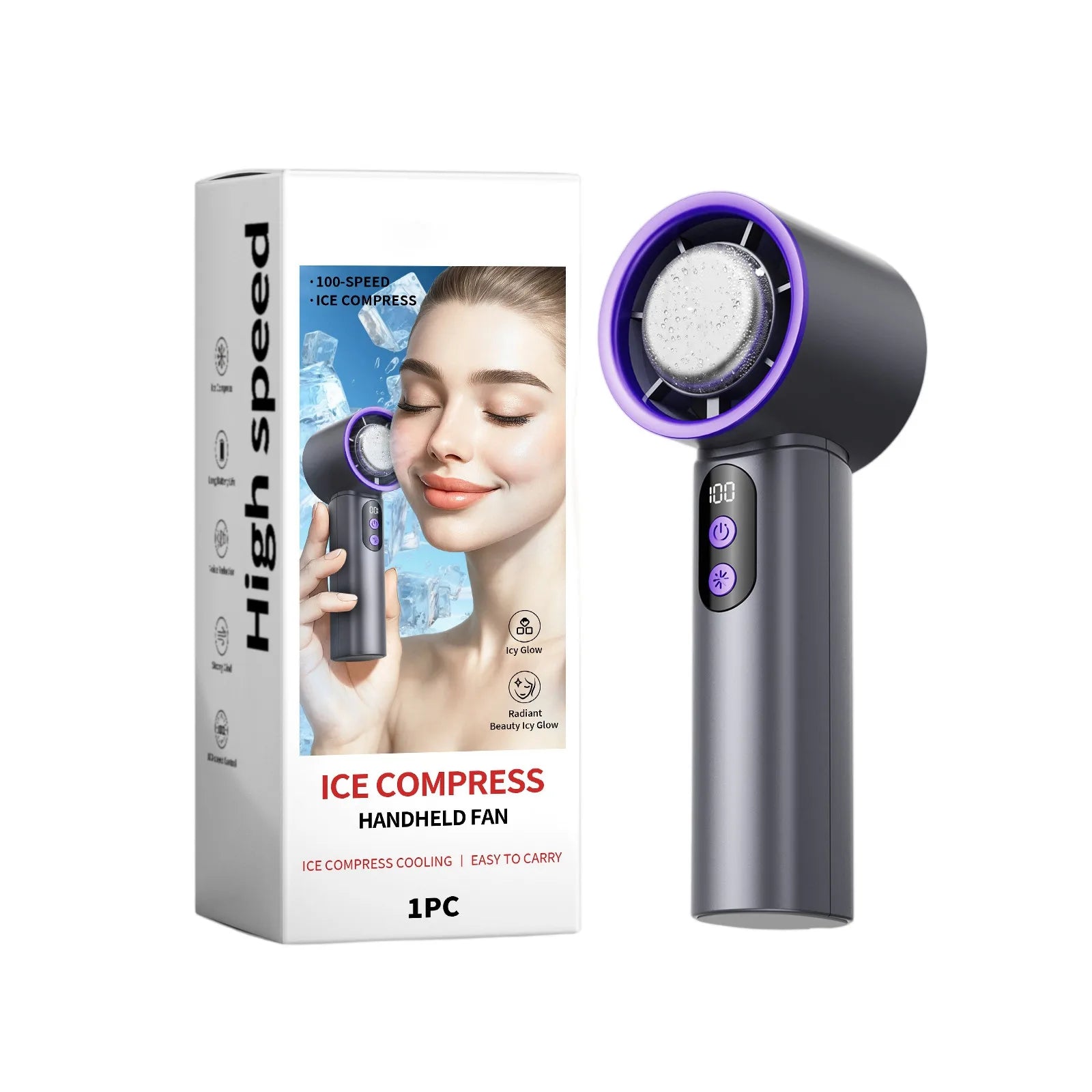 Turbo Fan Portable Handheld Cooling Fan Mini USB Ice Fan With Digital Display Outdoor Personal Camping Turbo Cold Air Fan - Fullshopping