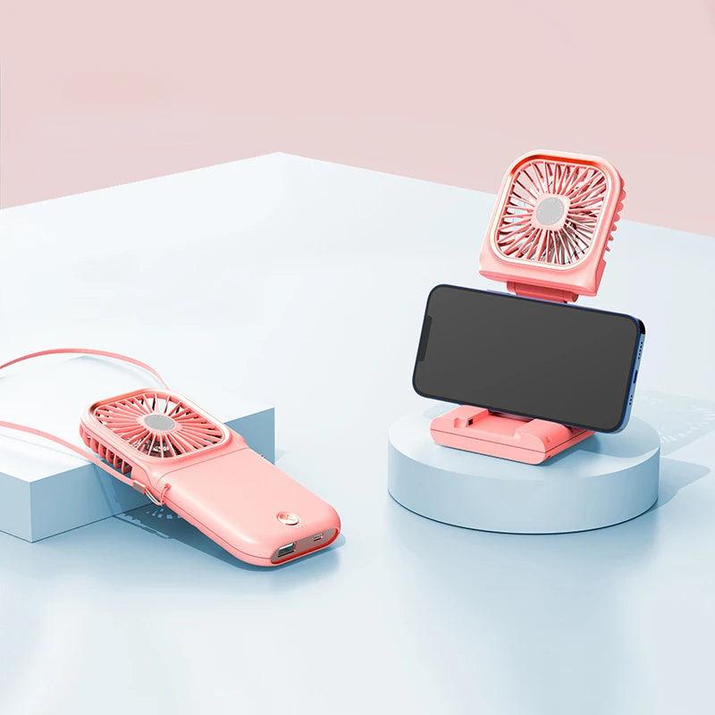 Fan Mini Digital Display Hanging Neck Fan Portable USB - fullshopping