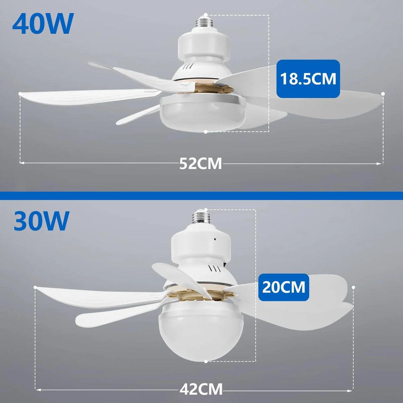 30W/40W Ceiling Fans with Remote Control LED Light Fan, E27 Lamp Base Intelligent Silent Ceiling Fan for Bedroom and Living Room - Fullshopping