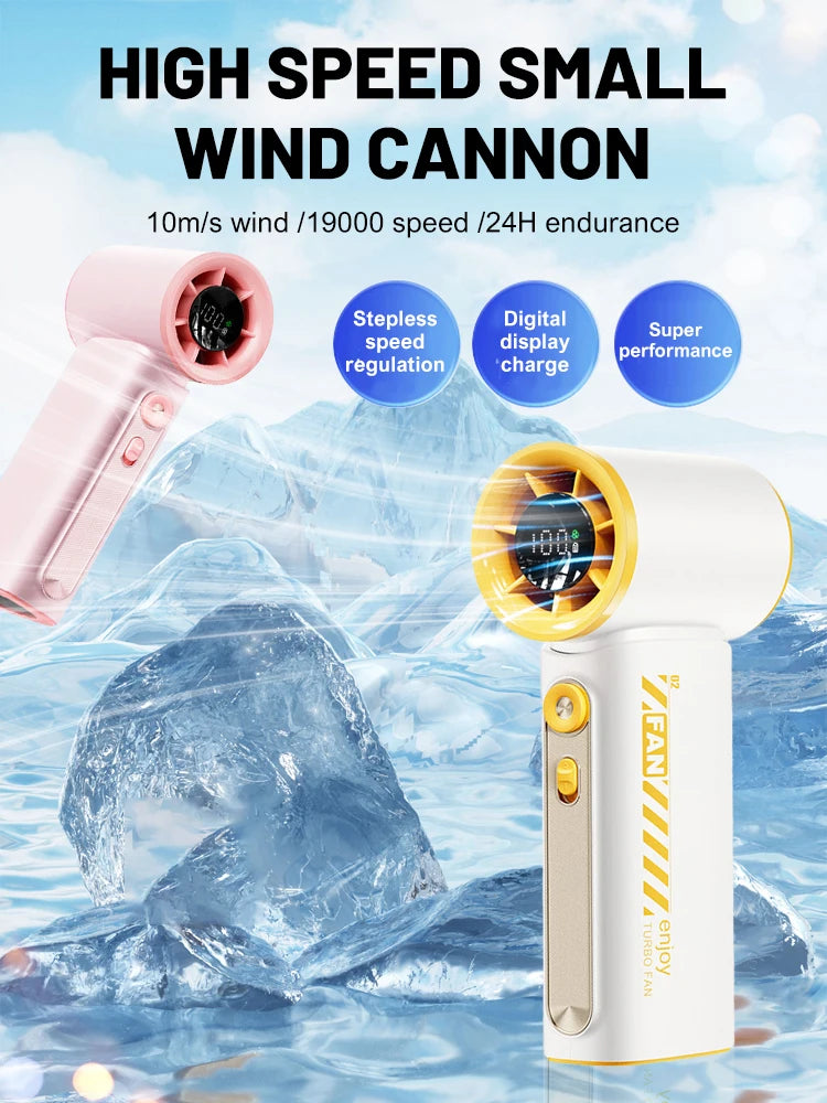 New Portable Turbo Small Air Cannon Handheld Fan 100 Wind Speeds Adjustable Mini Electric Fan USB Charging Fan Outdoor Mini Fan - Fullshopping