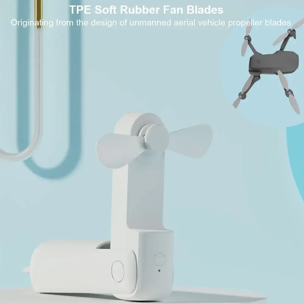 Portable Mini Handheld Fan Small Pocket Fan USB Rechargeable Battery Fan Folding Cooling Hand Fan Mini USB Fan with Power Bank - Fullshopping