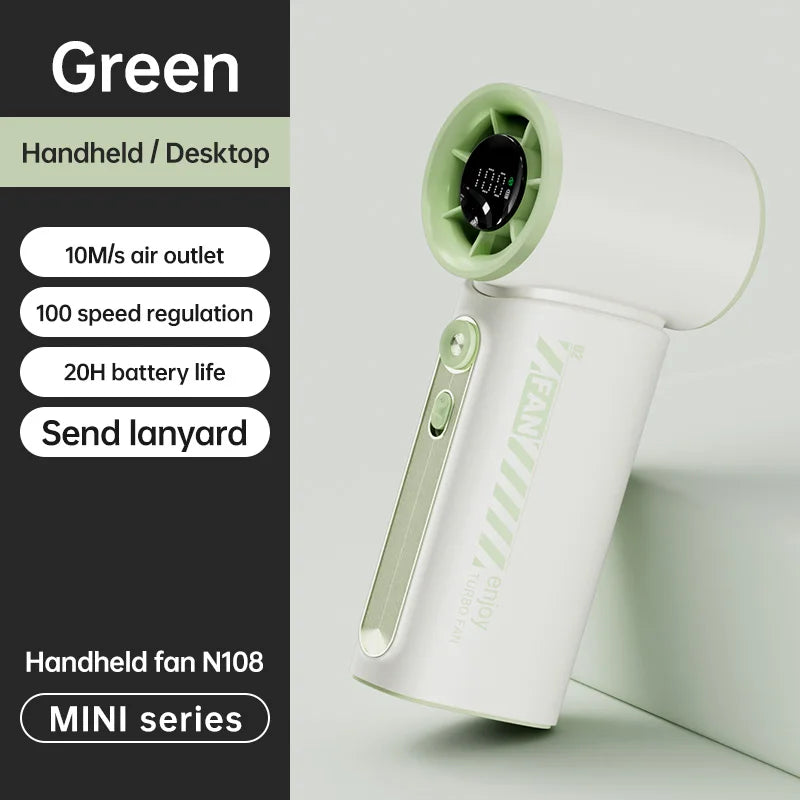 New Portable Turbo Small Air Cannon Handheld Fan 100 Wind Speeds Adjustable Mini Electric Fan USB Charging Fan Outdoor Mini Fan - Fullshopping