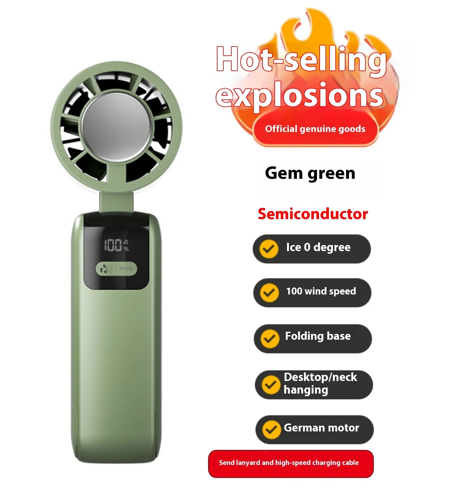 New handheld cooling fan with 100 levels of cooling and folding, portable turbo fan fan - Fullshopping