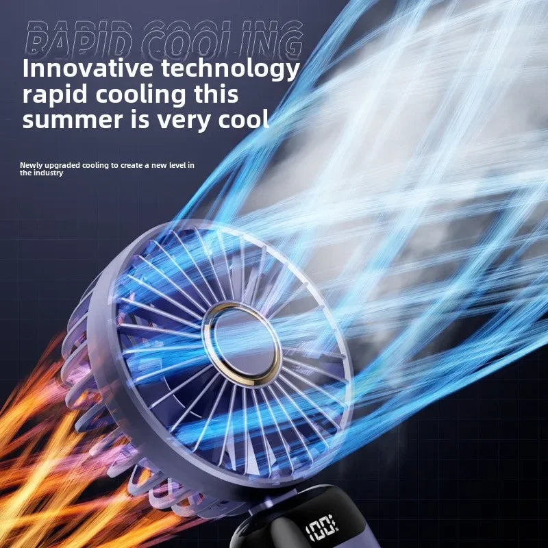 Handheld Fan with Digital Display, Foldable Fan Neck Hanging Fan, USB Charging Mini Fan Suitable for Outdoor Use in Offices - Fullshopping