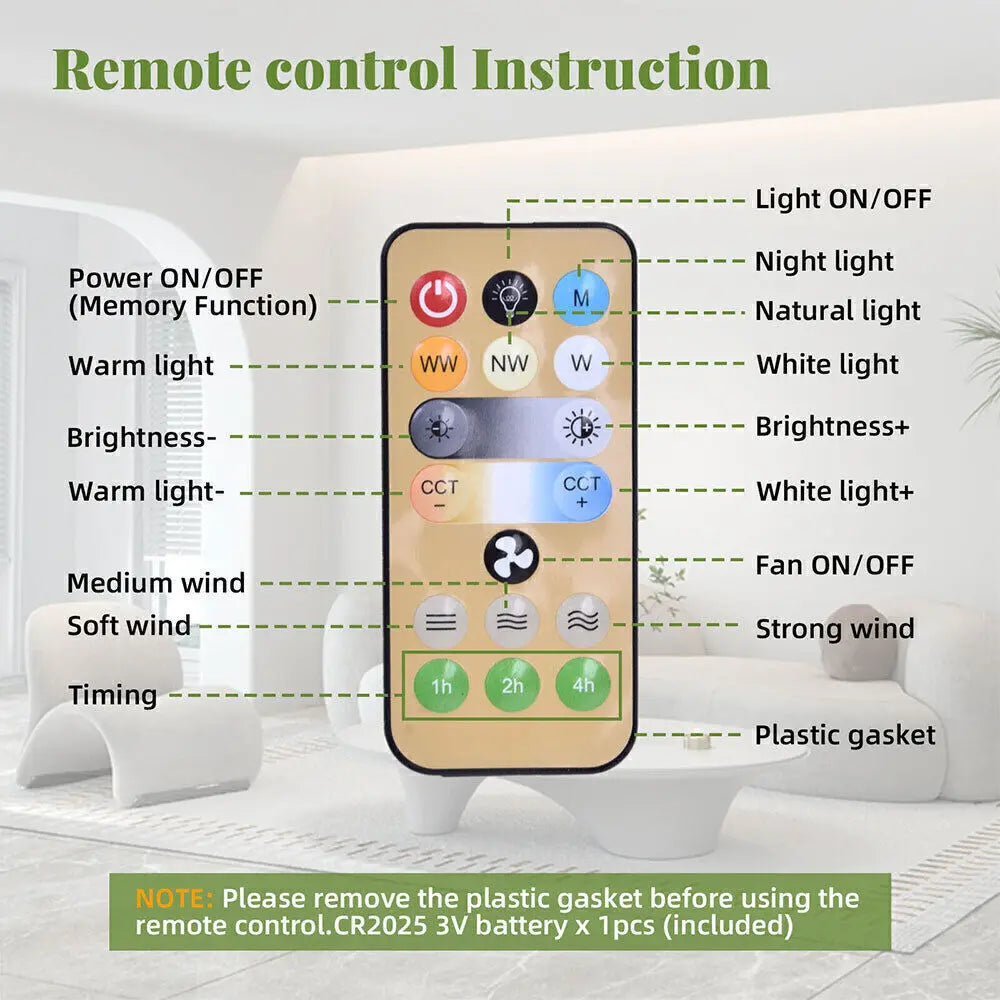 E27 Dimmable LED Ceiling Fan with Light, Remote Control, 3 Speed Settings, Flush Mount, Energy Efficient, Modern Design - Fullshopping